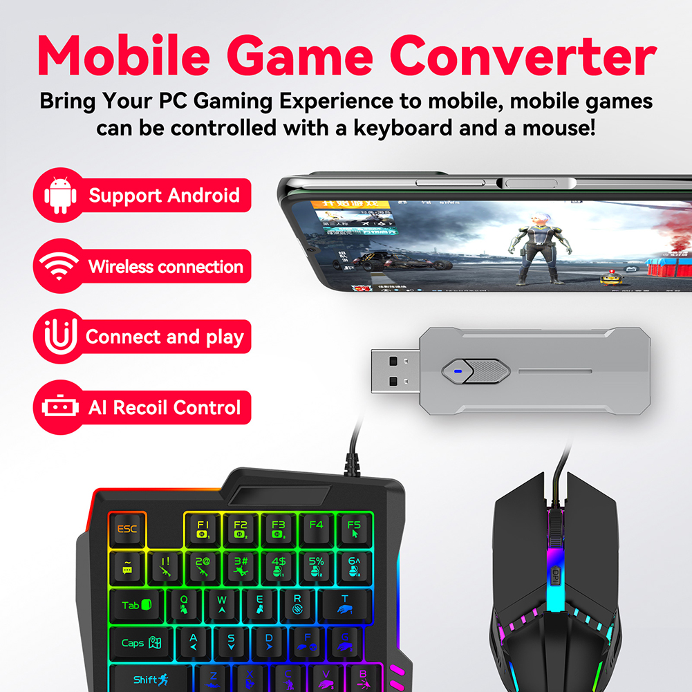 5 in 1 Mobile Game Converter K - Gaming Keyboard And Mouse Converter For Mobile incelemesi ve fiyatı