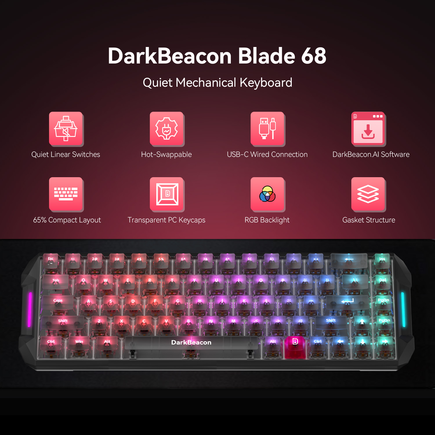 DarkBeacon Blade 68 Wired Sile - Gaming Keyboard That Is Quiet incelemesi ve fiyatı