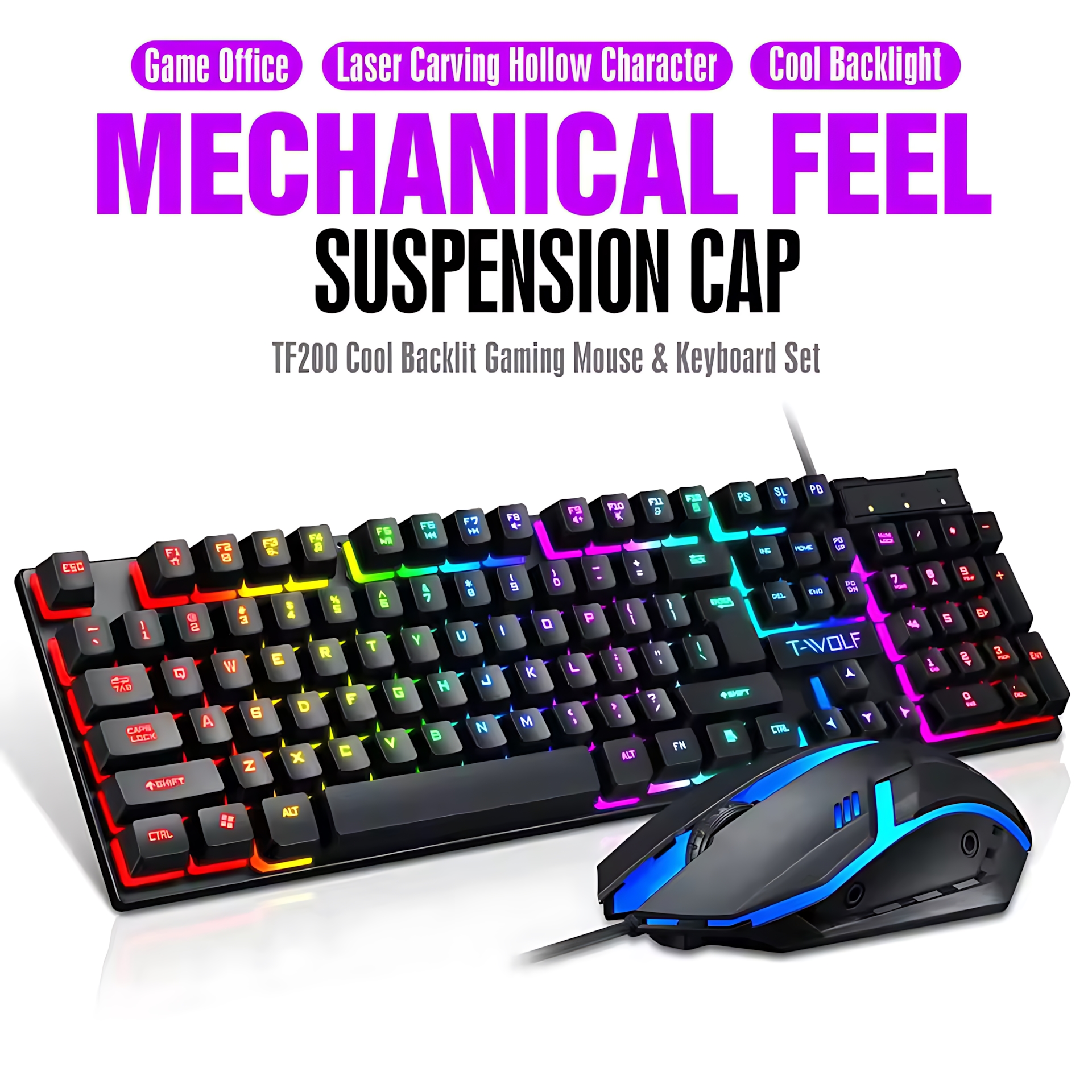 Rainbow Backlit Wired Keyboard - Gaming Keyboard Bundle incelemesi ve fiyatı