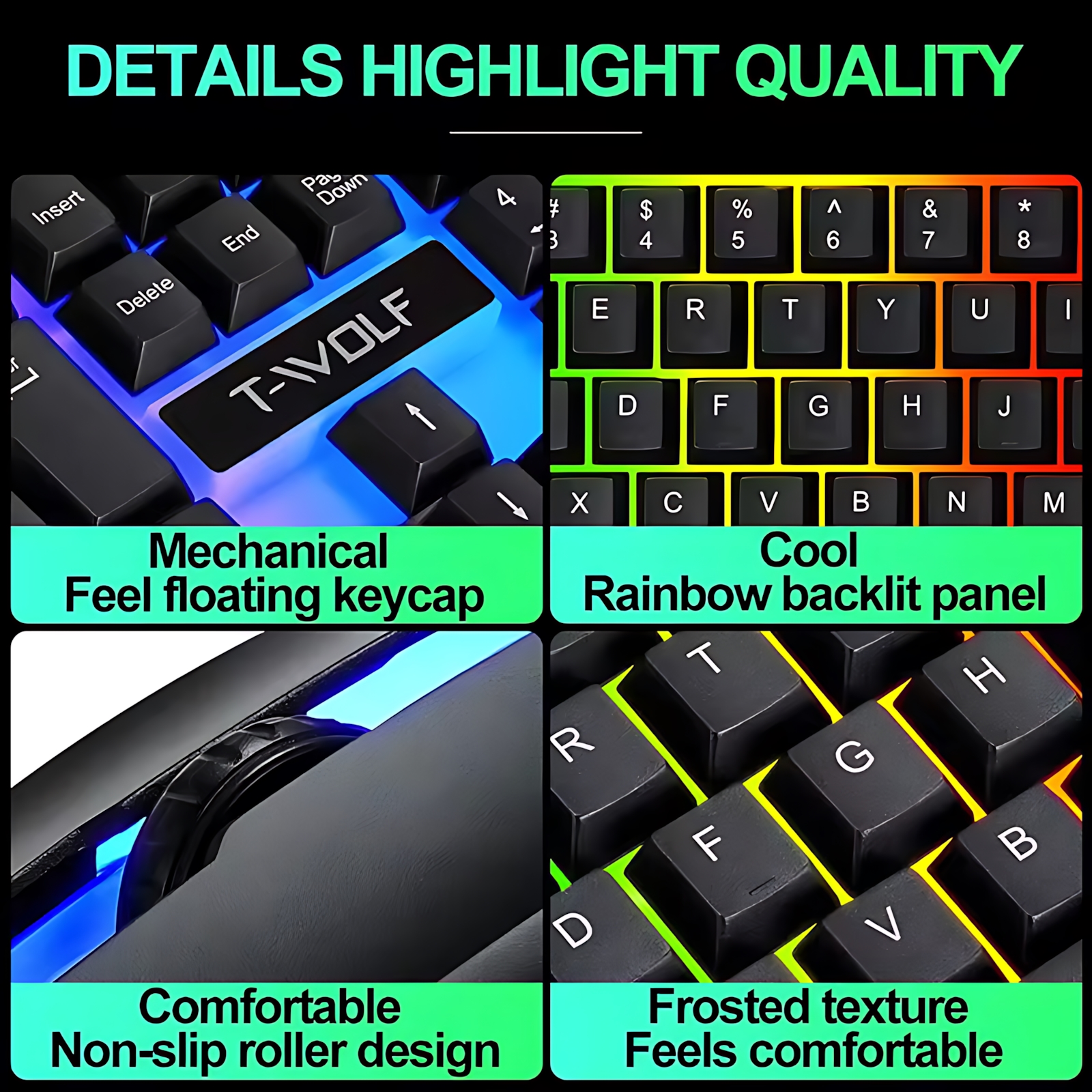 Rainbow Backlit Wired Keyboard - Gaming Keyboard Bundle incelemesi ve fiyatı