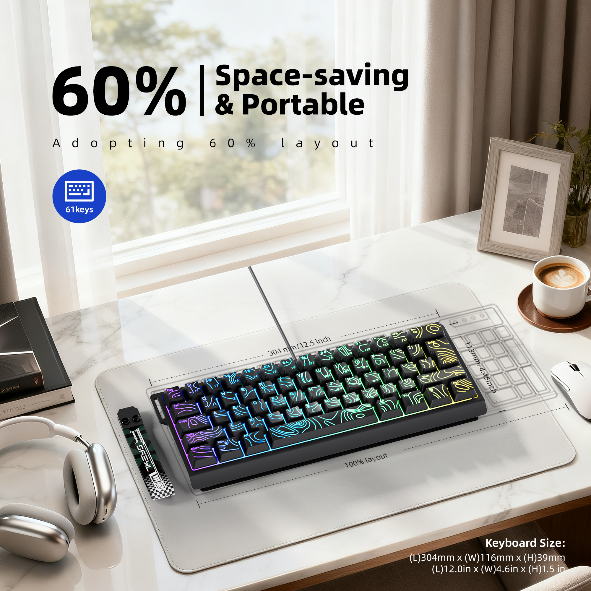 60% compact wired keyboard wit - Keyboard Gaming Transparent incelemesi ve fiyatı