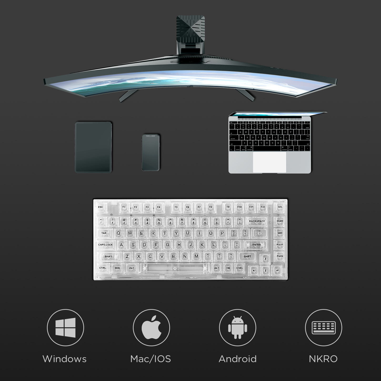 YUNZII X75 White 82 Keys Hot S - Keyboard Gaming Transparent incelemesi ve fiyatı