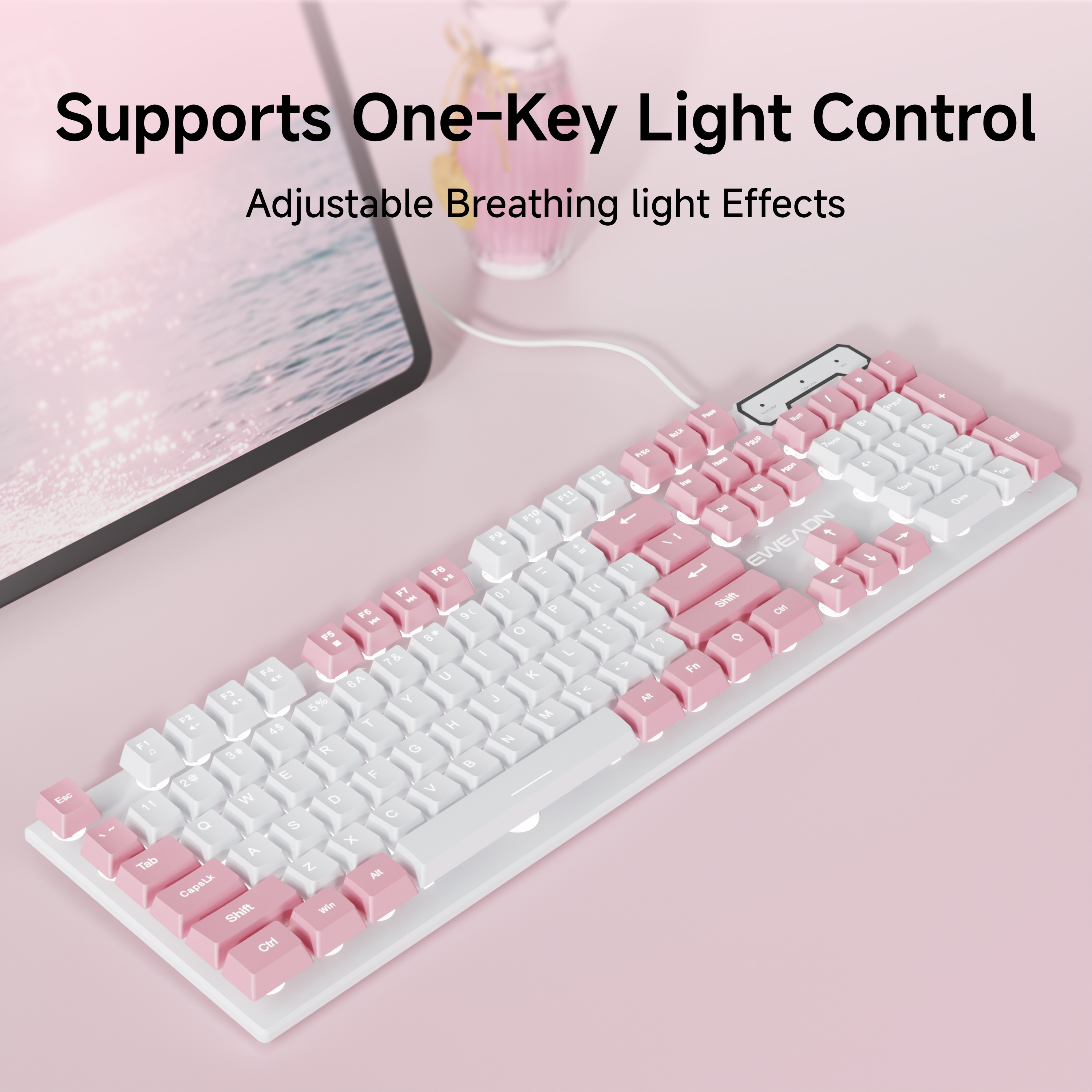 EWEADN Wired Pink White Keyboa - Gaming Keyboard That Is Quiet incelemesi ve fiyatı