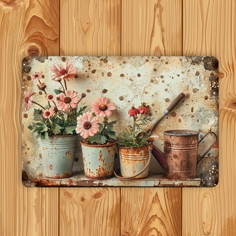 Vintage Floral Metal Tin Sign  - Brass Weight Plate incelemesi ve fiyatı