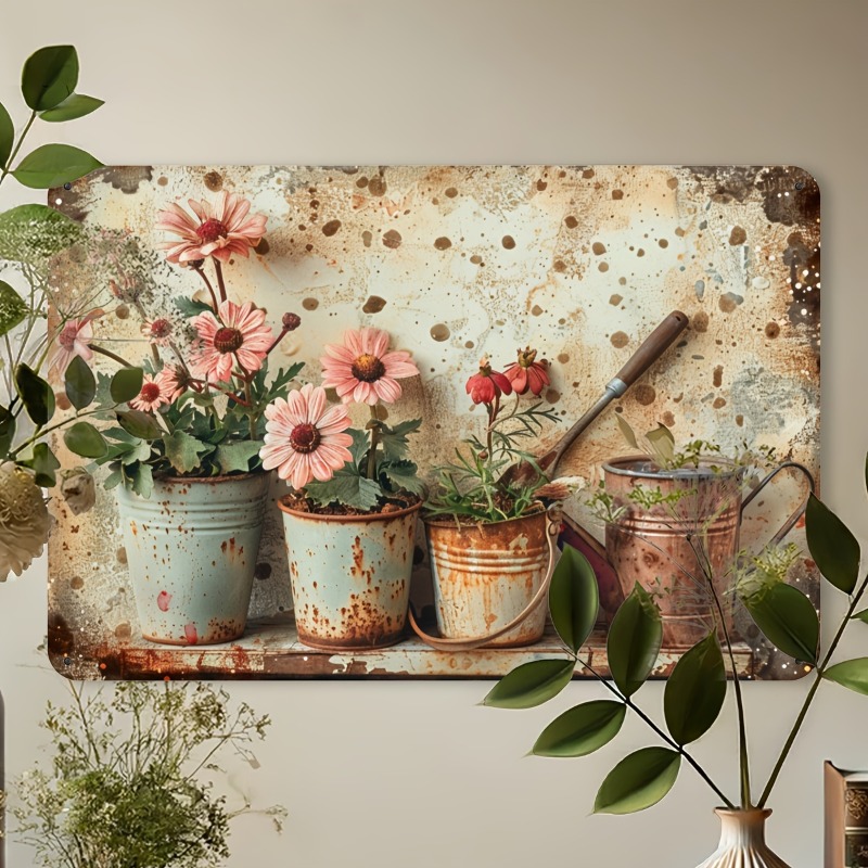 Vintage Floral Metal Tin Sign  - Brass Weight Plate incelemesi ve fiyatı