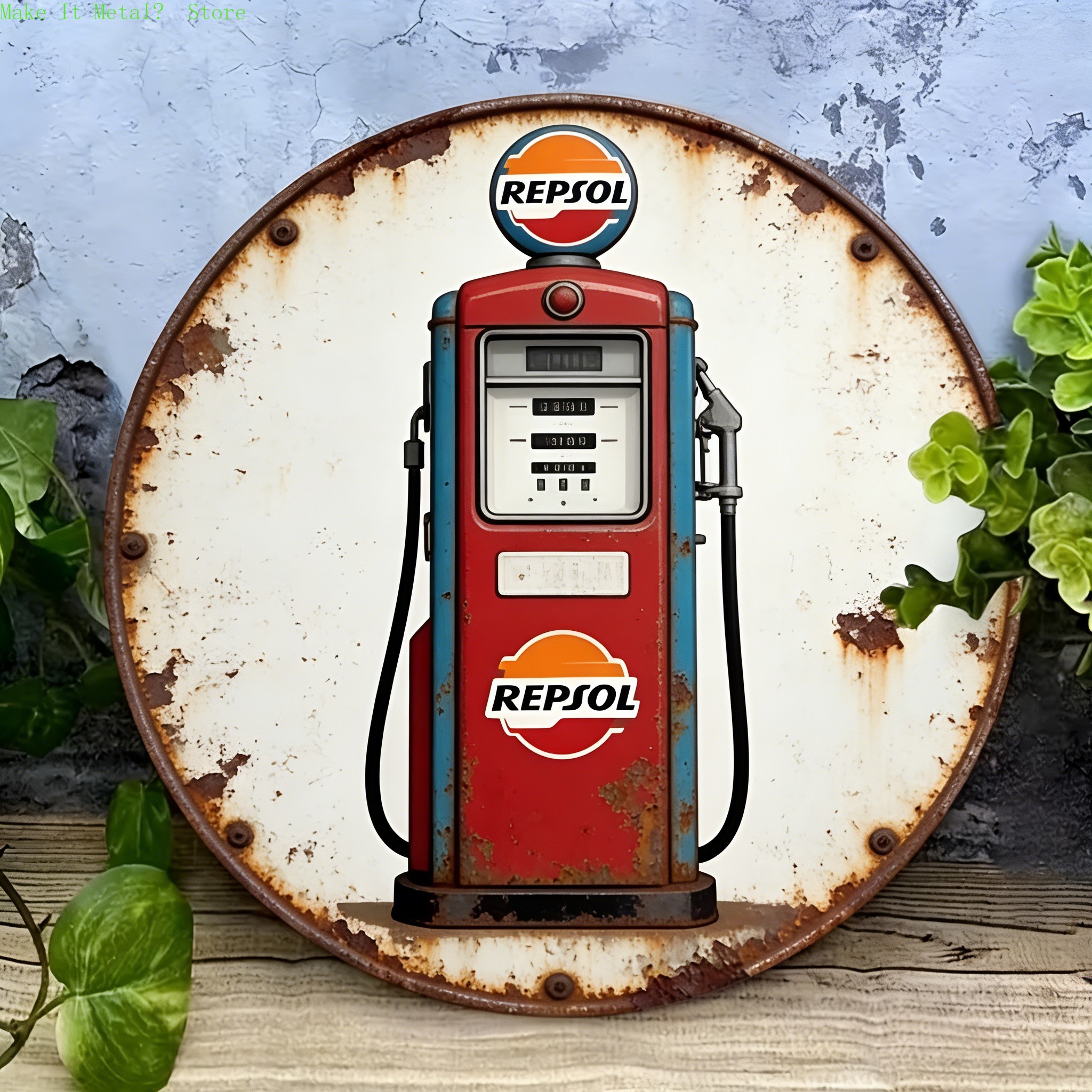 Vintage Repsol Gas Pump Metal  - Brass Weight Plate incelemesi ve fiyatı