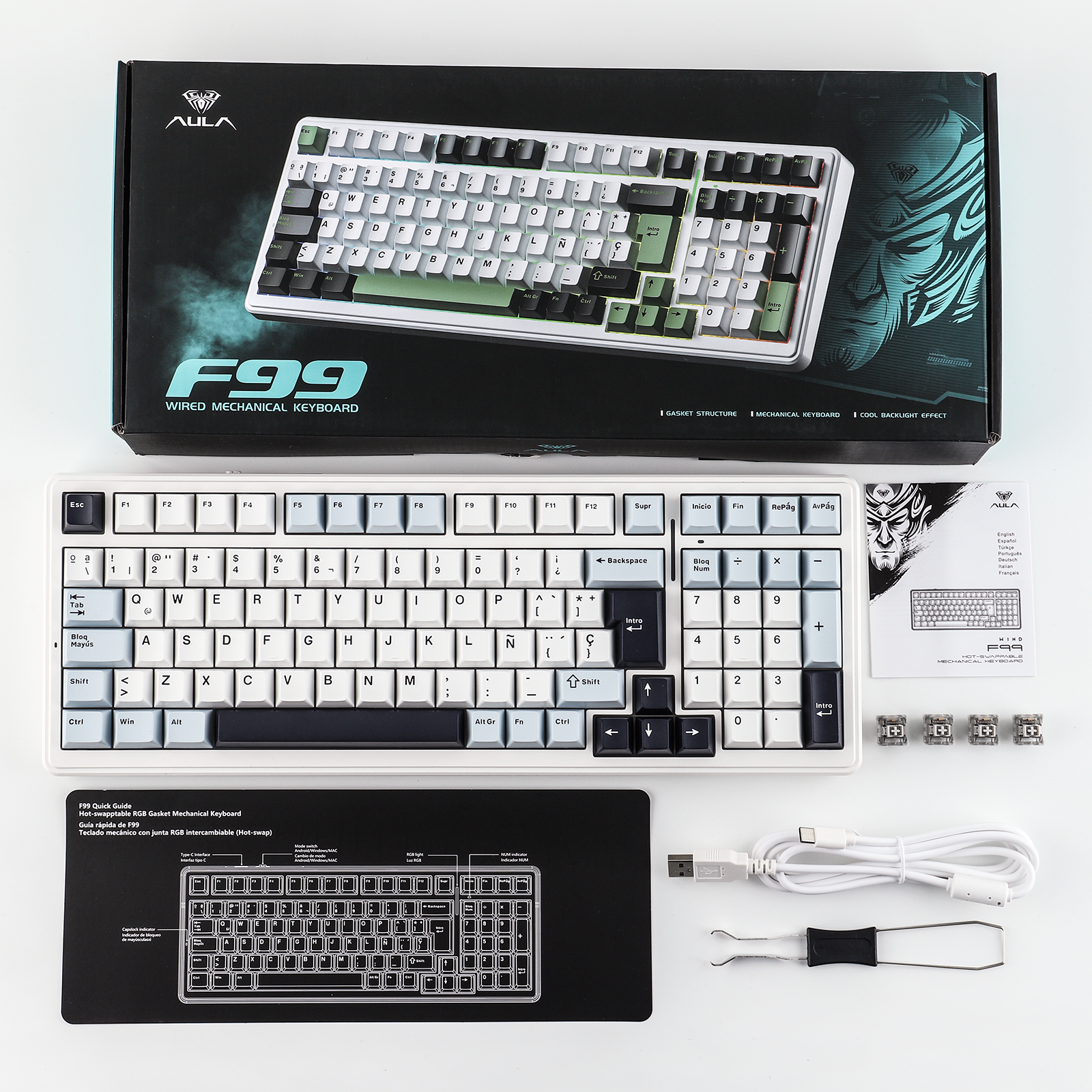 AULA F99 ISO-ES 96% QWERTY Lay - Gaming Keyboard Hot Swappable incelemesi ve fiyatı