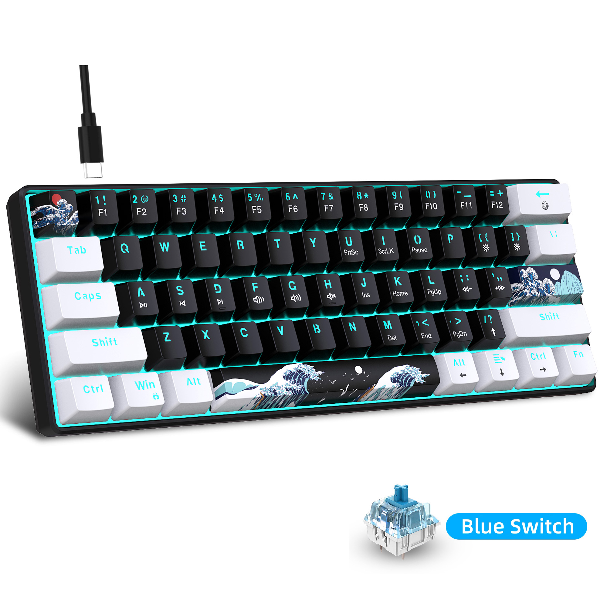 60% Mechanical Keyboard, Gamin - Keyboard Gaming Blue Switch incelemesi ve fiyatı
