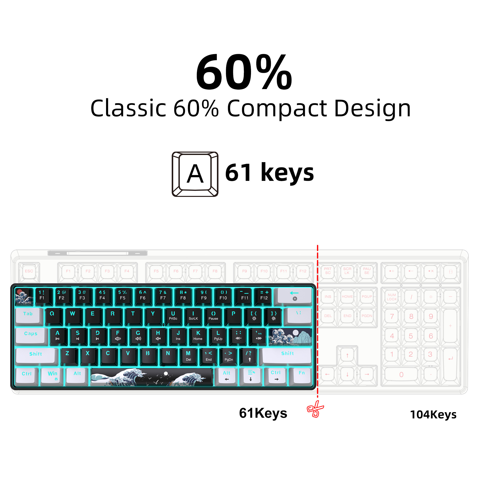 60% Mechanical Keyboard, Gamin - Keyboard Gaming Blue Switch incelemesi ve fiyatı