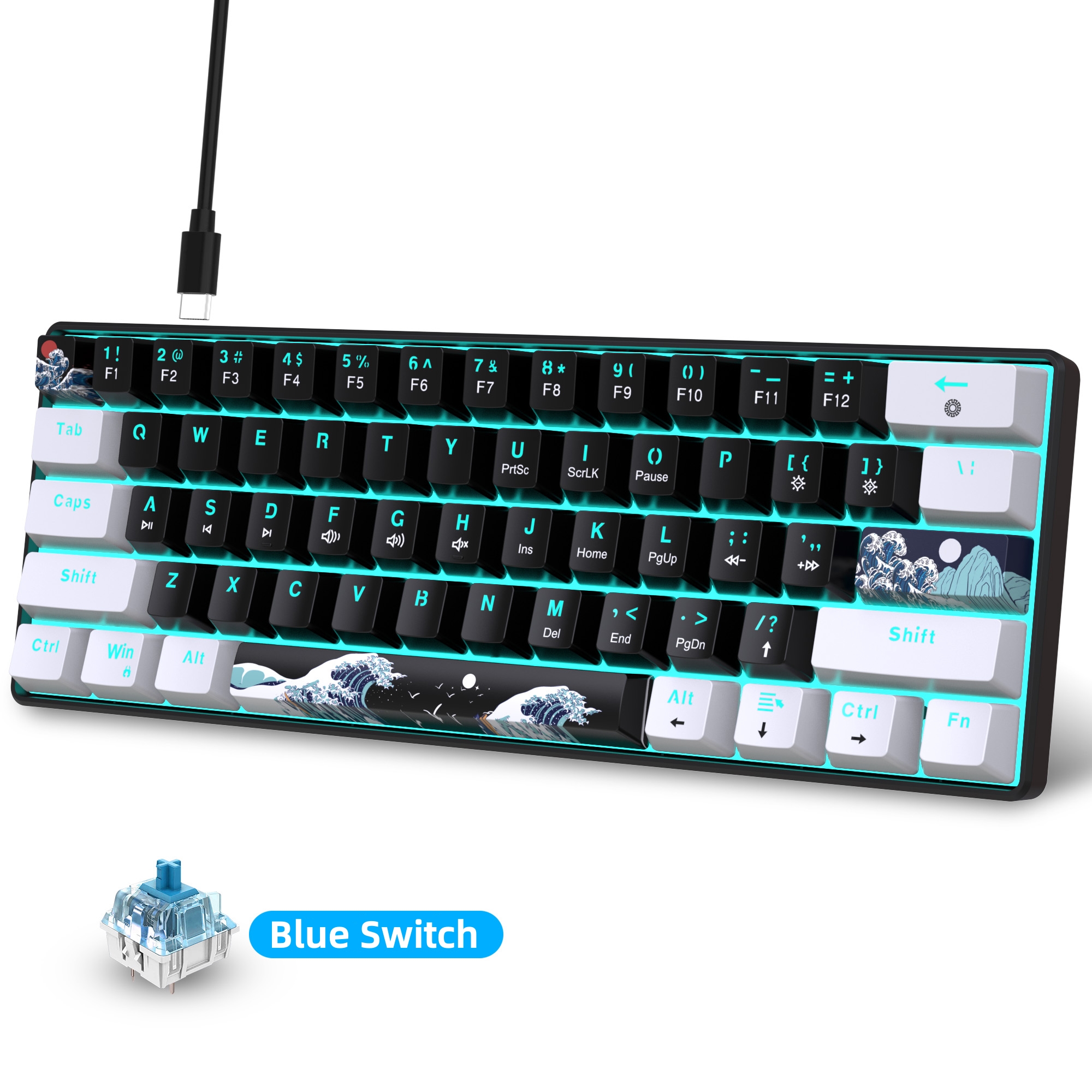 60% Mechanical Keyboard, Gamin - Keyboard Gaming Blue Switch incelemesi ve fiyatı