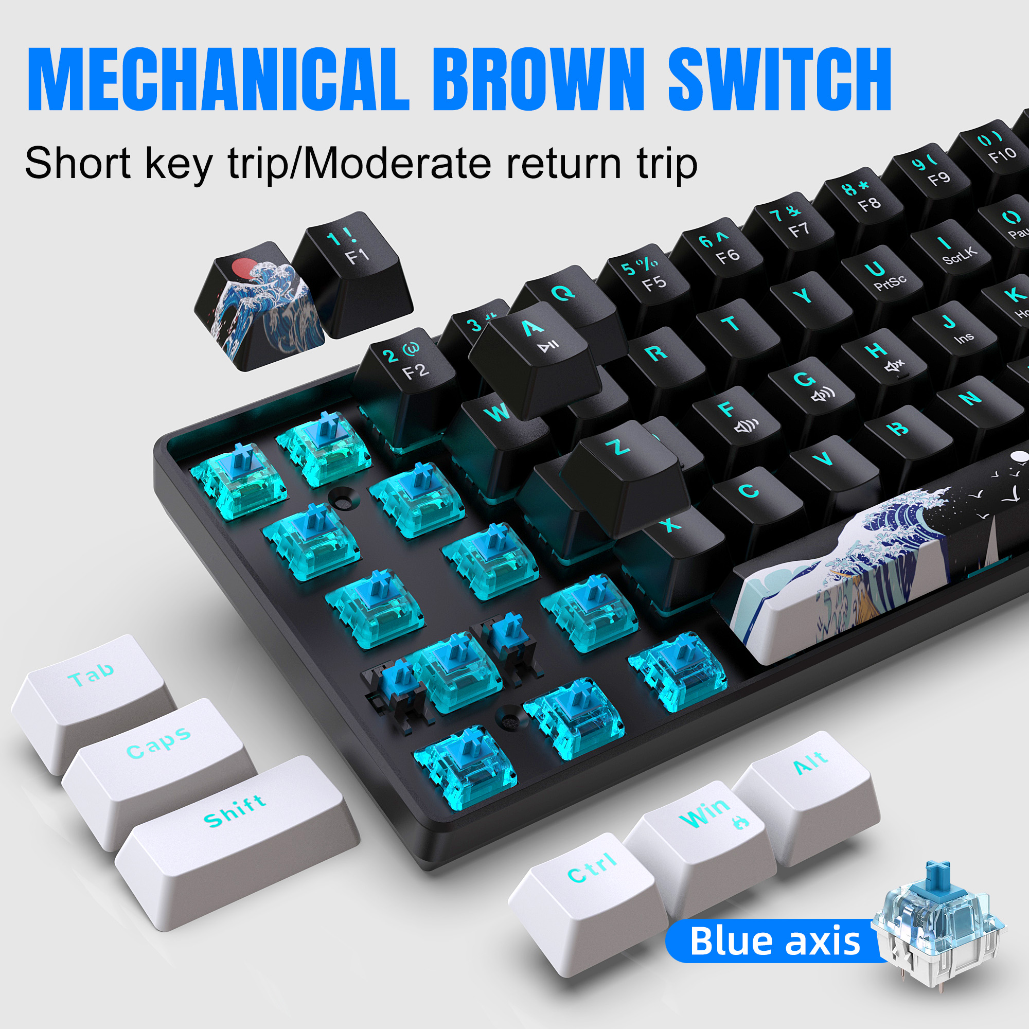 60% Mechanical Keyboard, Gamin - Keyboard Gaming Blue Switch incelemesi ve fiyatı